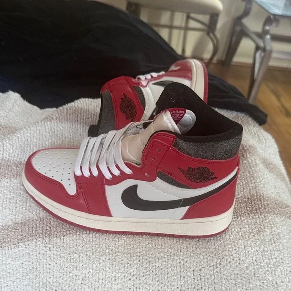 Nike Red and White Sneakers with Black Accents